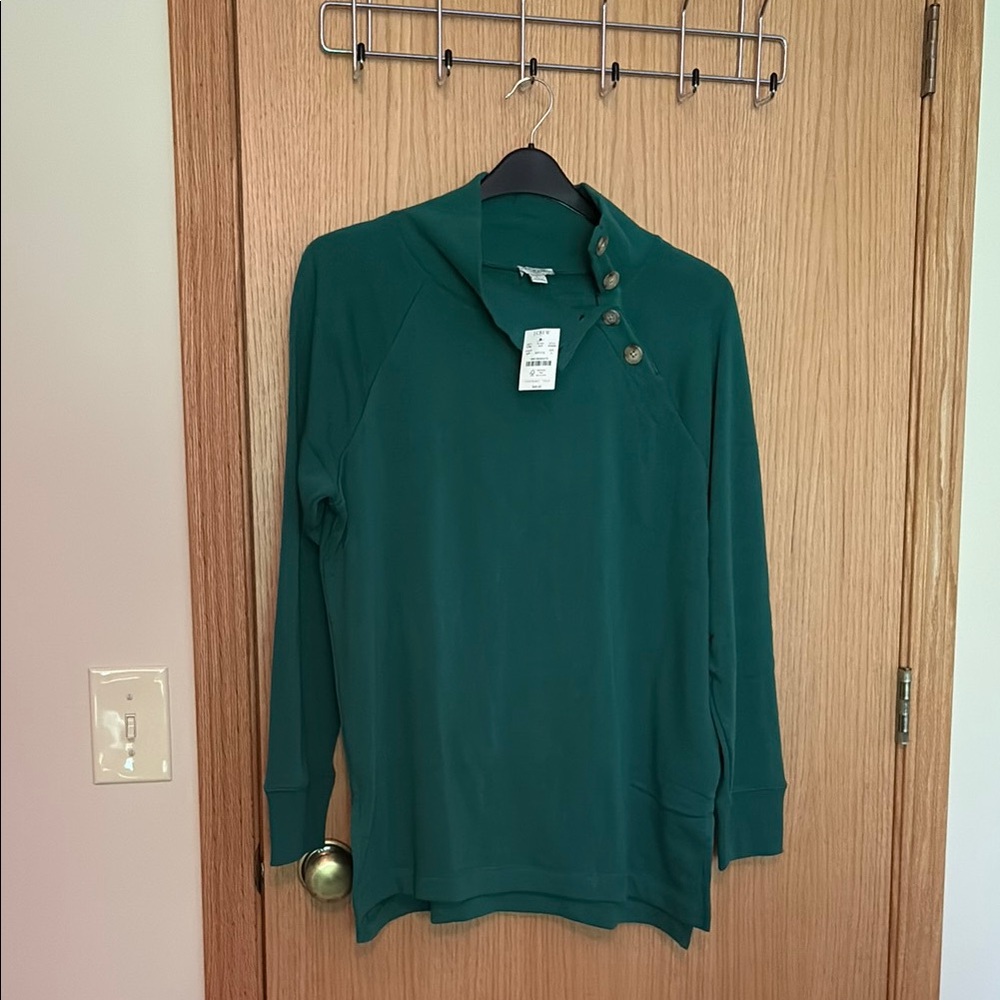 J. Crew Teal Green Button-Up Sweatshirt